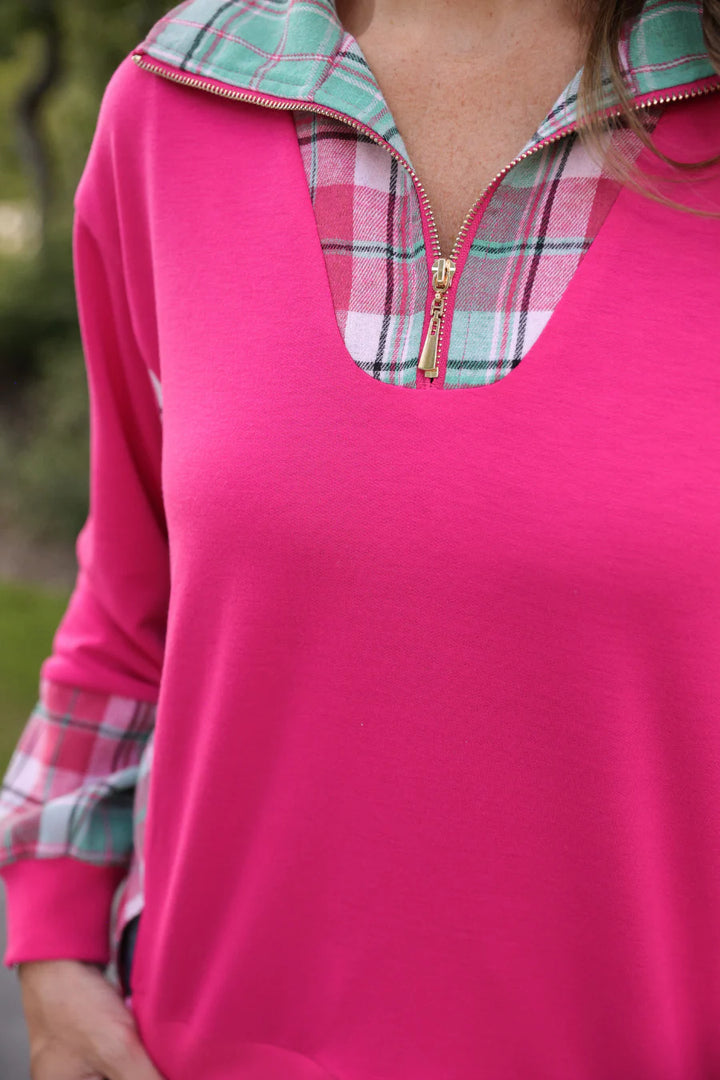 *PREORDER* Sugarplum Plaid Quarter Zip - Reg & Curvy