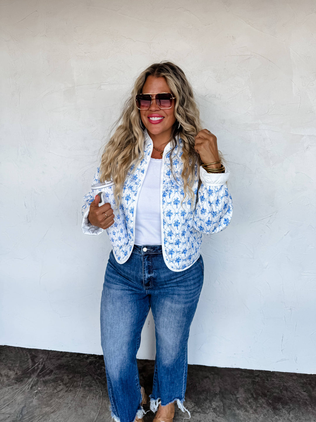 The Blue Bow Beauty Jacket - Curvy