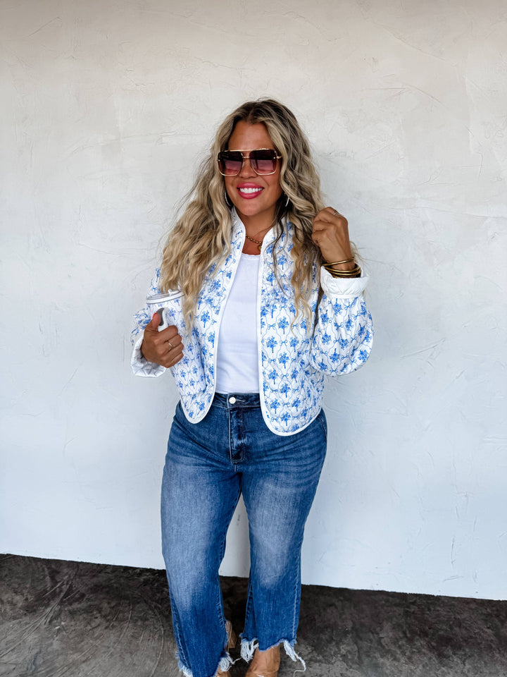 The Blue Bow Beauty Jacket - Curvy