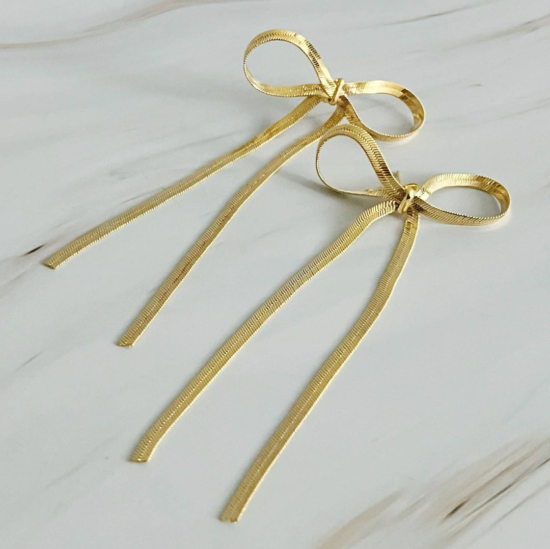 Tied in Gold Bow Earrings