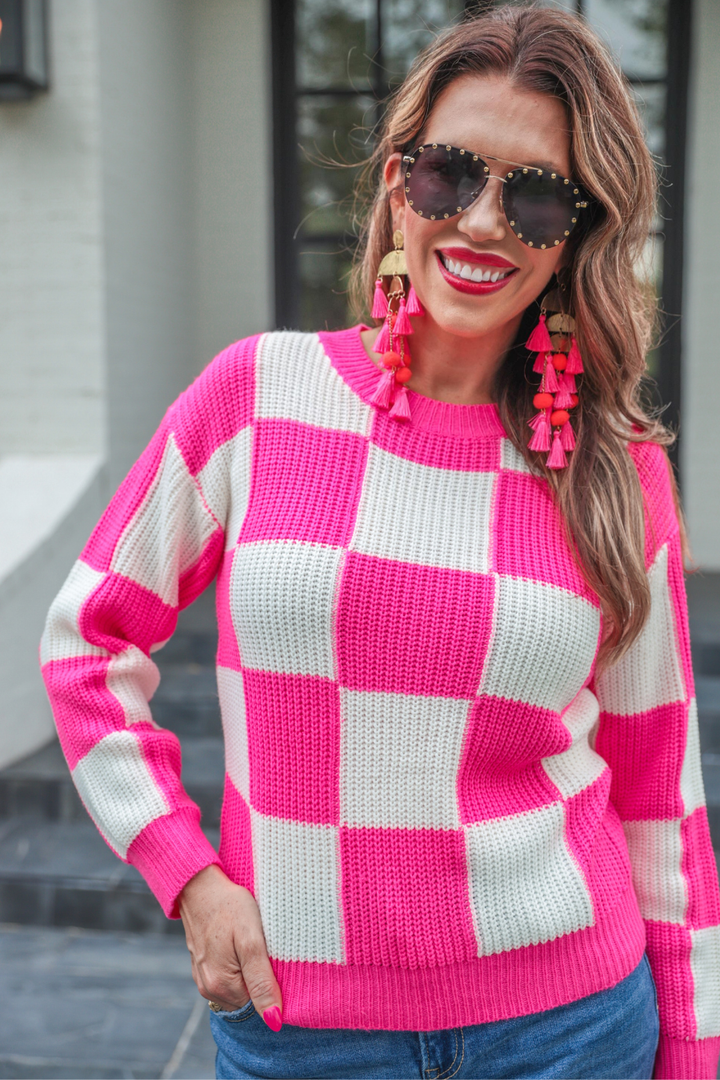 Paisley Checkered Sweater - Reg & Curvy