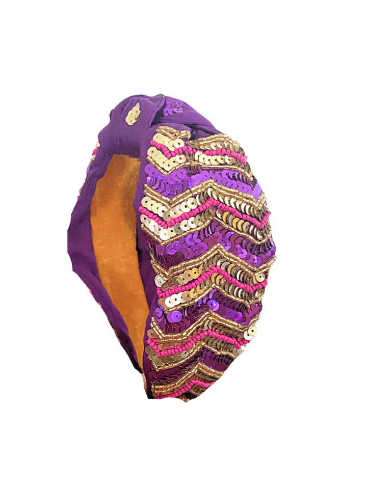 Chevron Glory Headband in Purple &amp; Gold