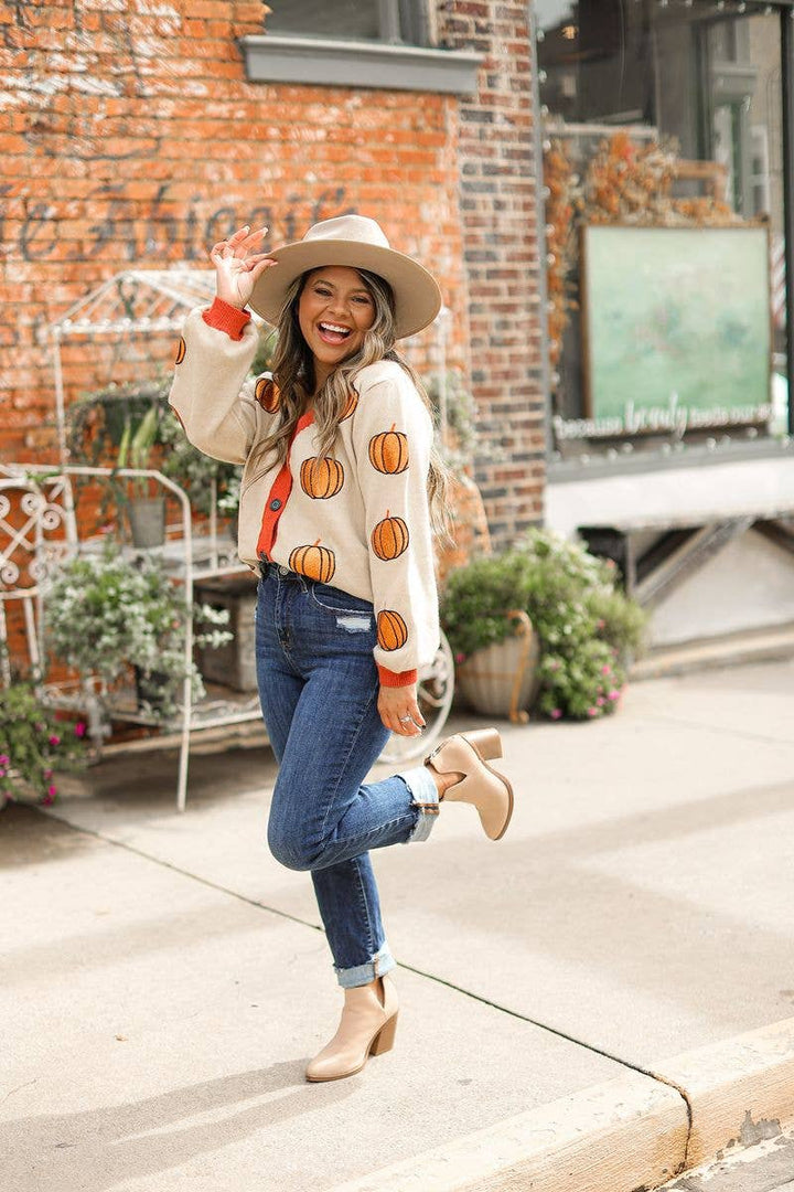 Glitter Pumpkin Cardigan - Curvy