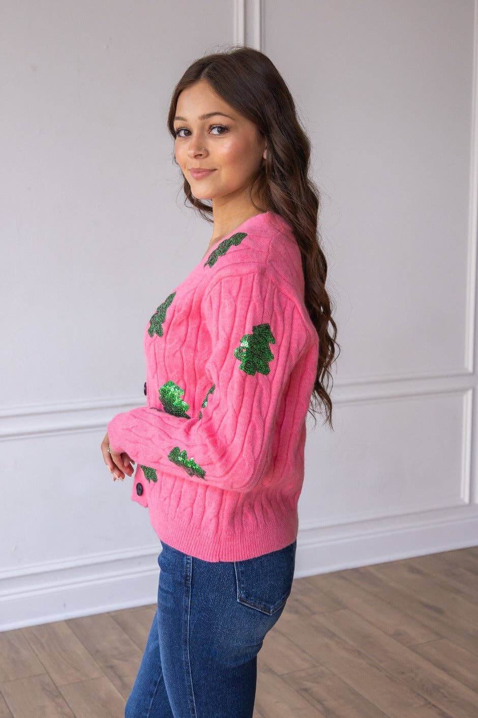 Sequin Evergreen Cardigan - Curvy