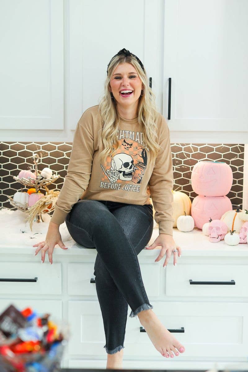 Nightmare Before Coffee Cropped Sweatshirt - Reg & Curvy