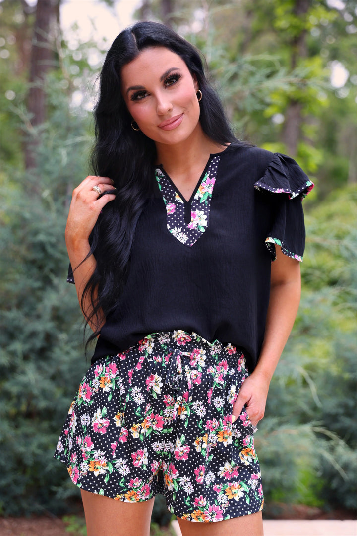 *PREORDER* Midnight Garden Flutter Top - Reg & Curvy