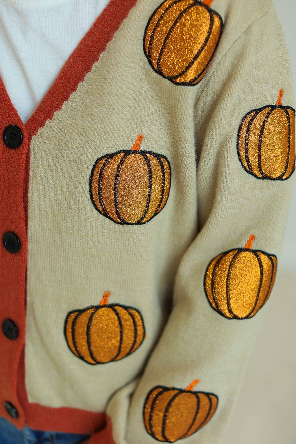 Glitter Pumpkin Cardigan - Curvy
