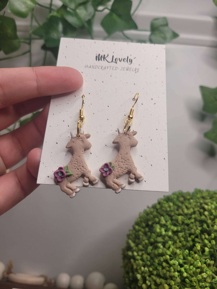 Flower Goat Earrings