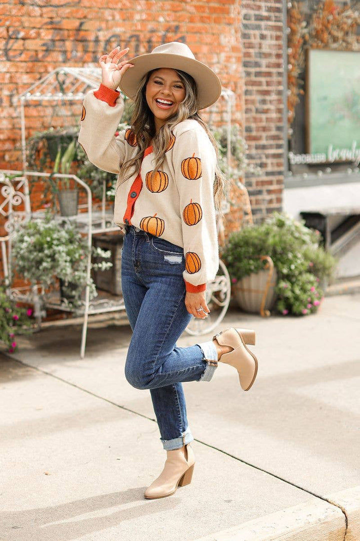 Glitter Pumpkin Cardigan - Curvy