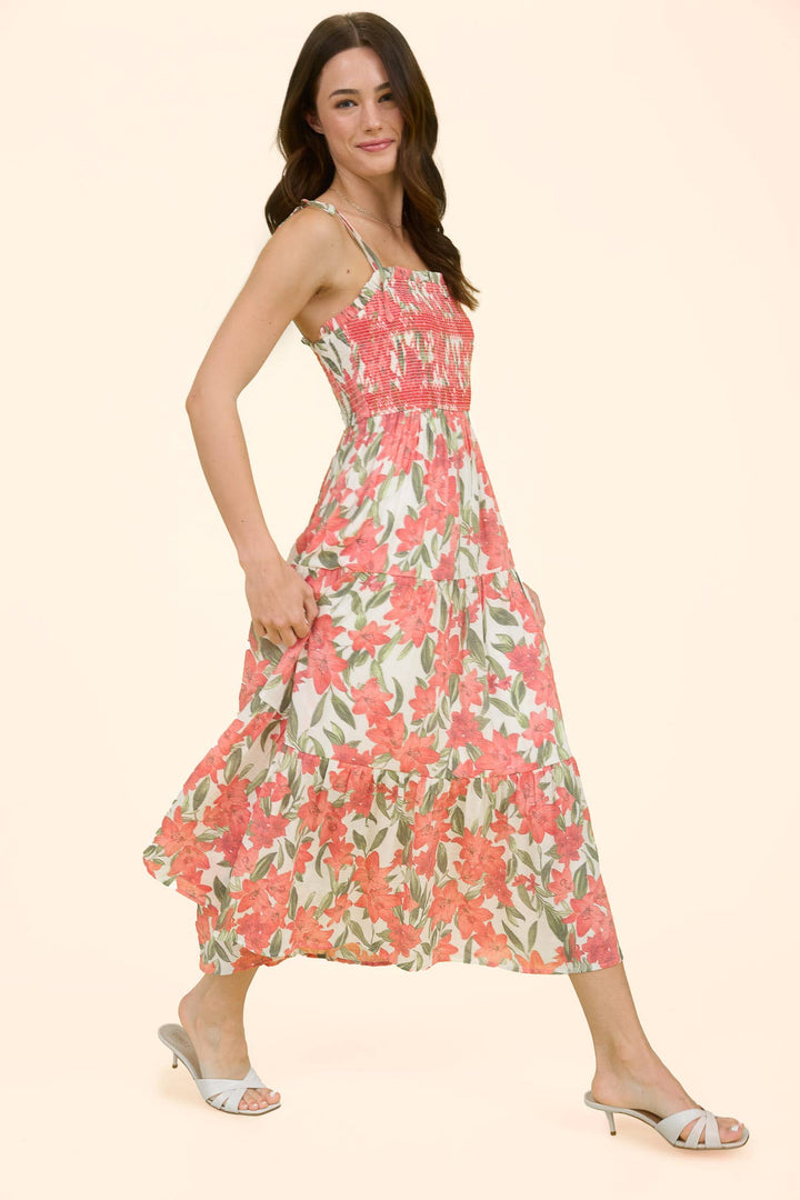 Floral Smocked Midi Dress