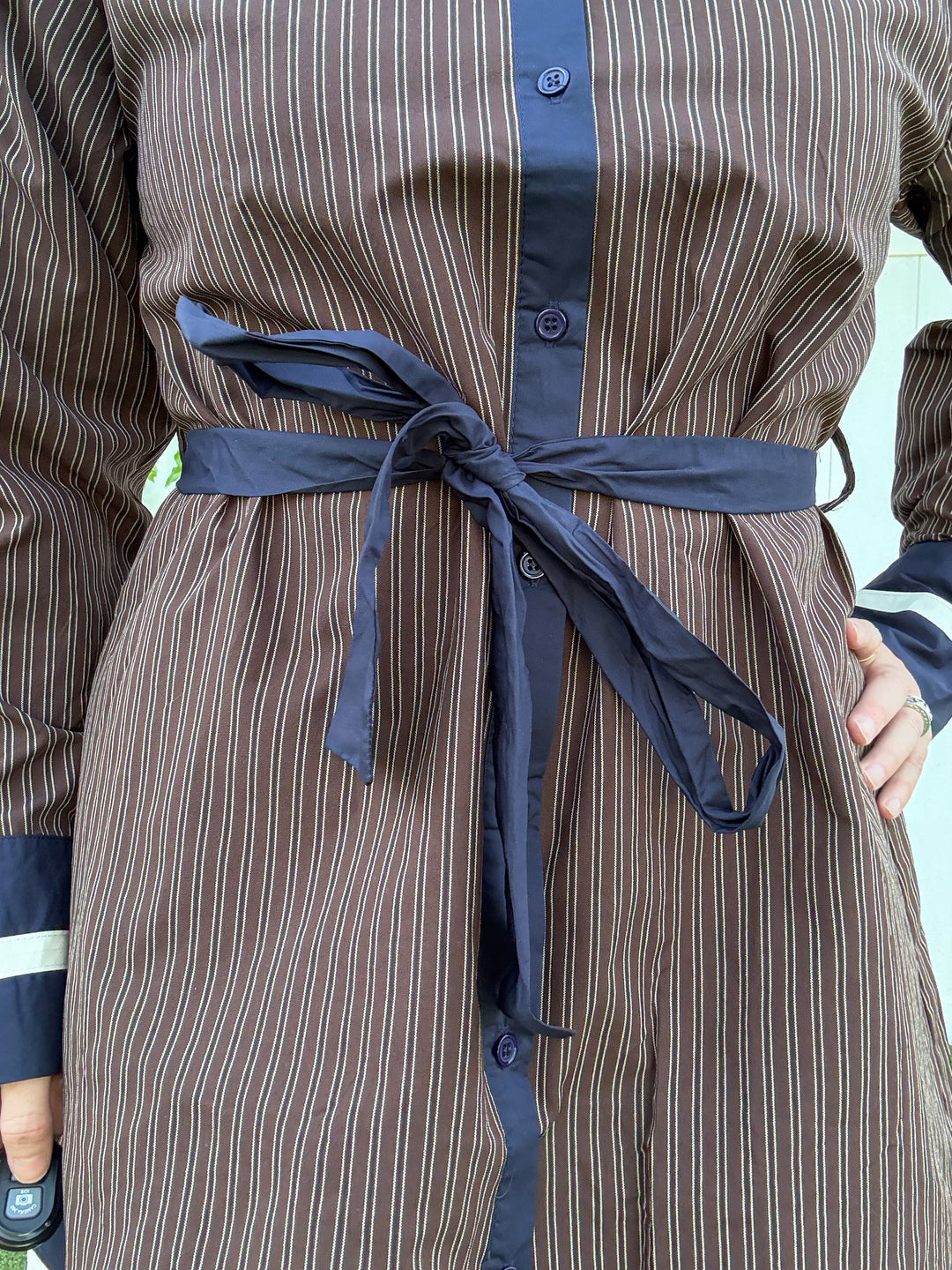 Brown & Navy Stripe Dress