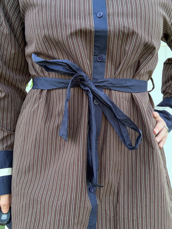 Brown & Navy Stripe Dress