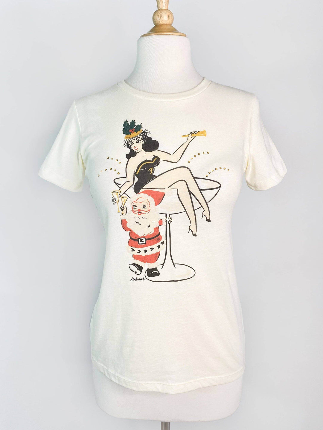 Santa’s Cocktail Hour Retro Tee - Reg & Curvy