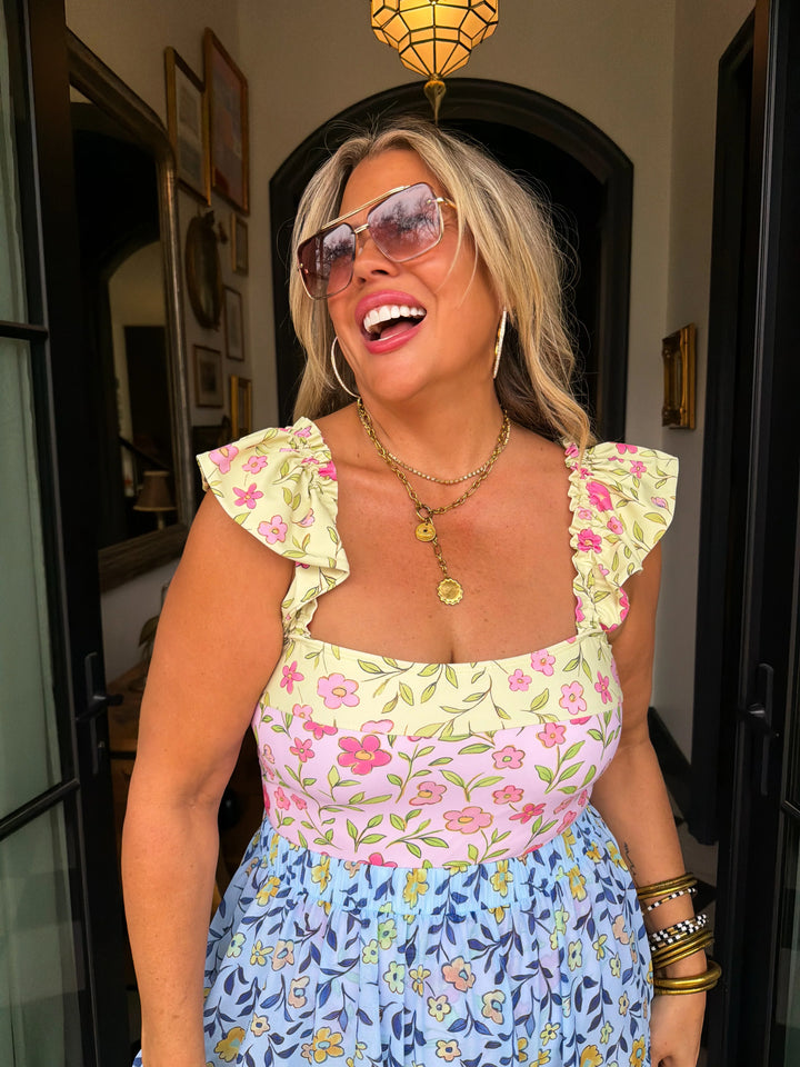 *PREORDER* Floral Rainbow Swim Set - Reg & Curvy