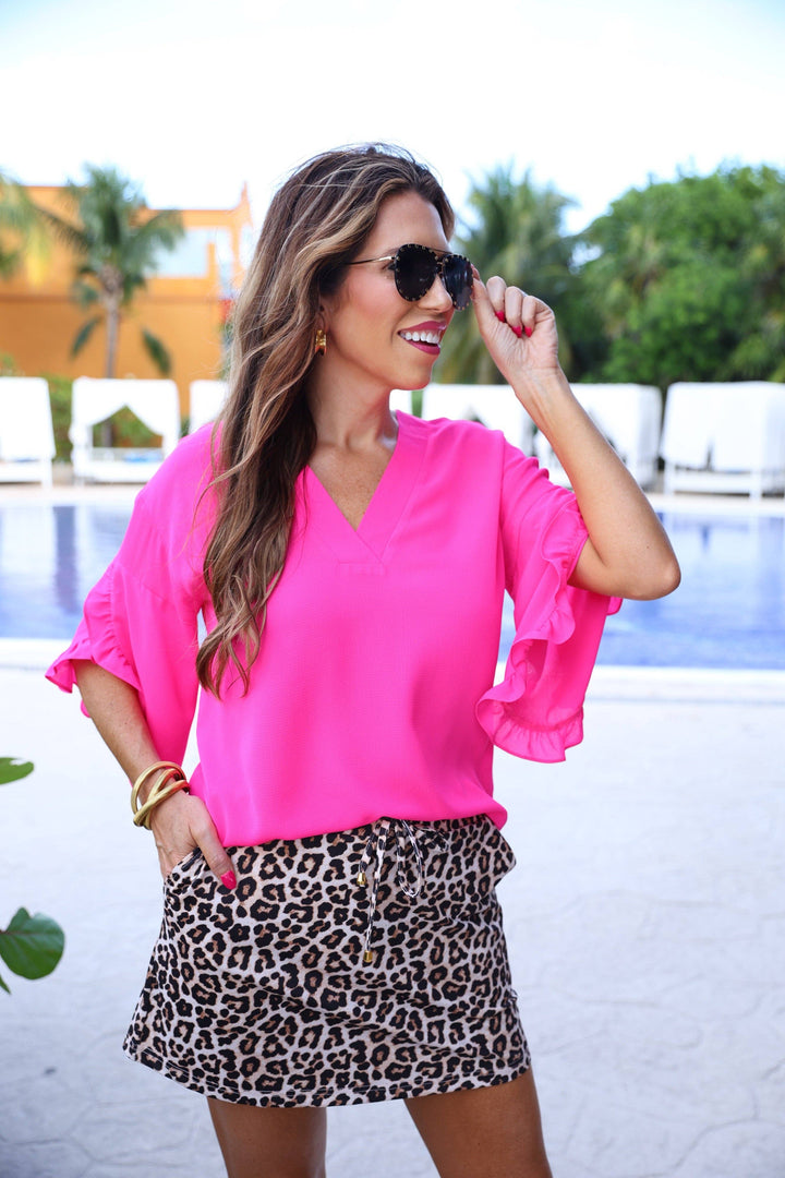 Pretty in Pink Ruffle Top - Reg & Curvy