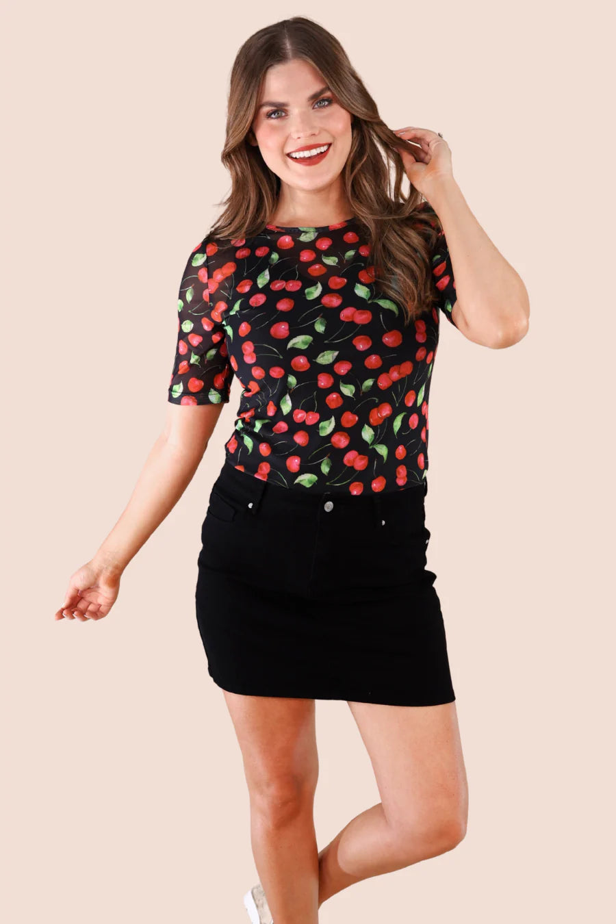 Cherry On Top Mesh Tee - Reg & Curvy