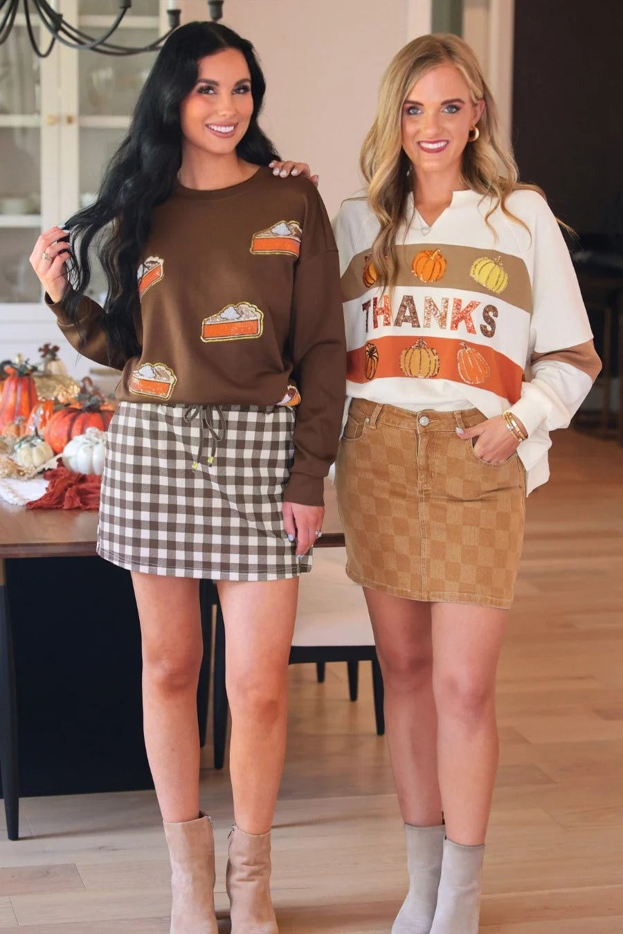 *PREORDER*  Cocoa Check Skort - Reg & Curvy