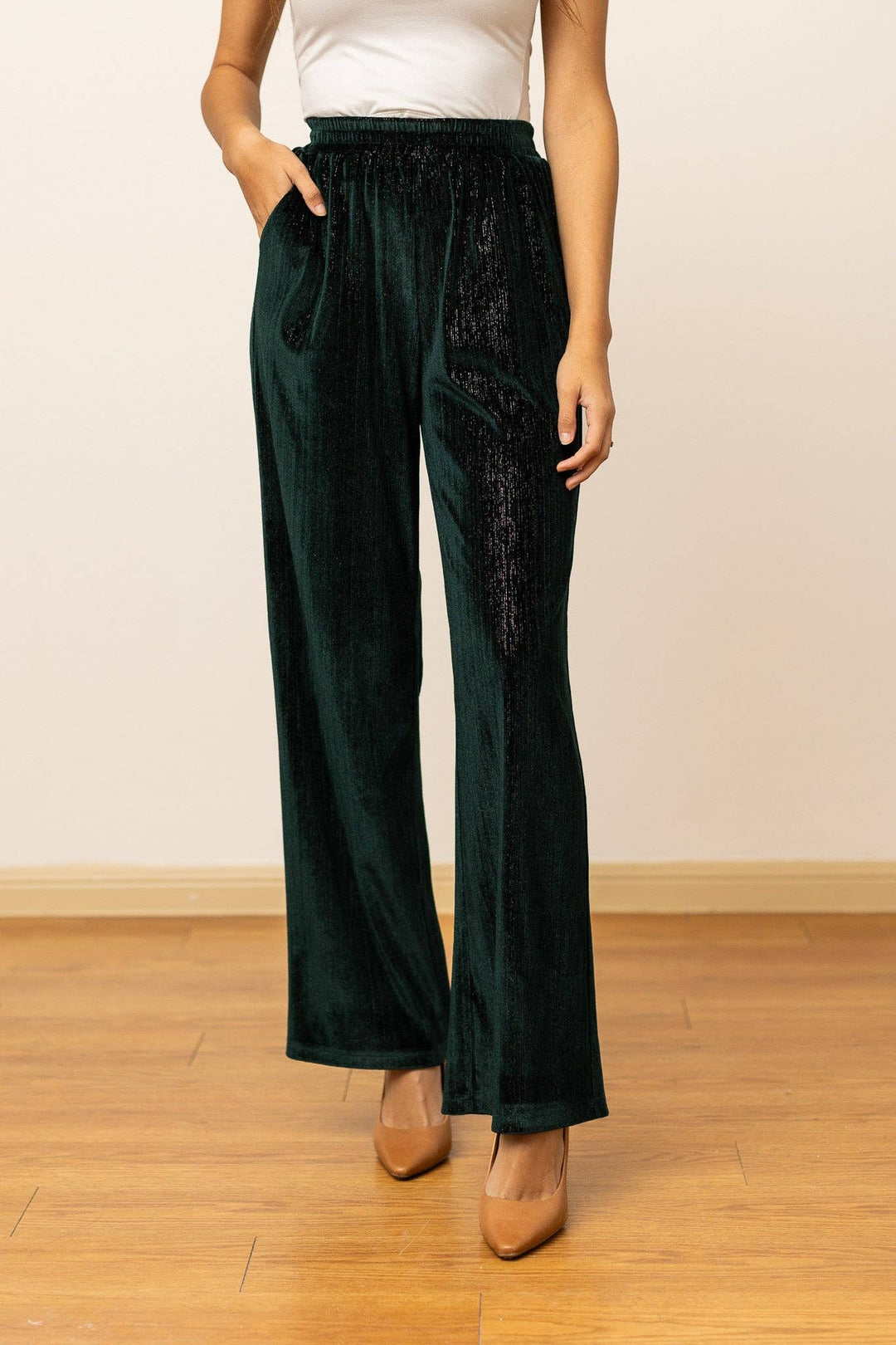 The Evergreen Glam Velvet Pants - Curvy