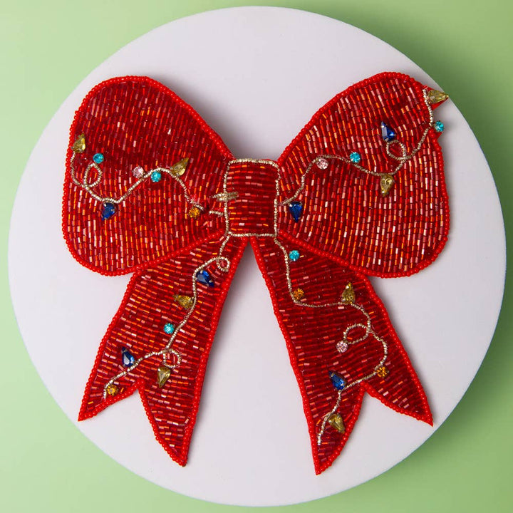 Twinkle Lights Beaded Bow Barrette