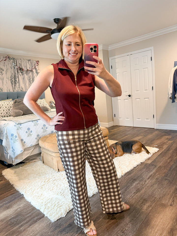 Chestnut Check Wide Leg Pants - Reg & Curvy