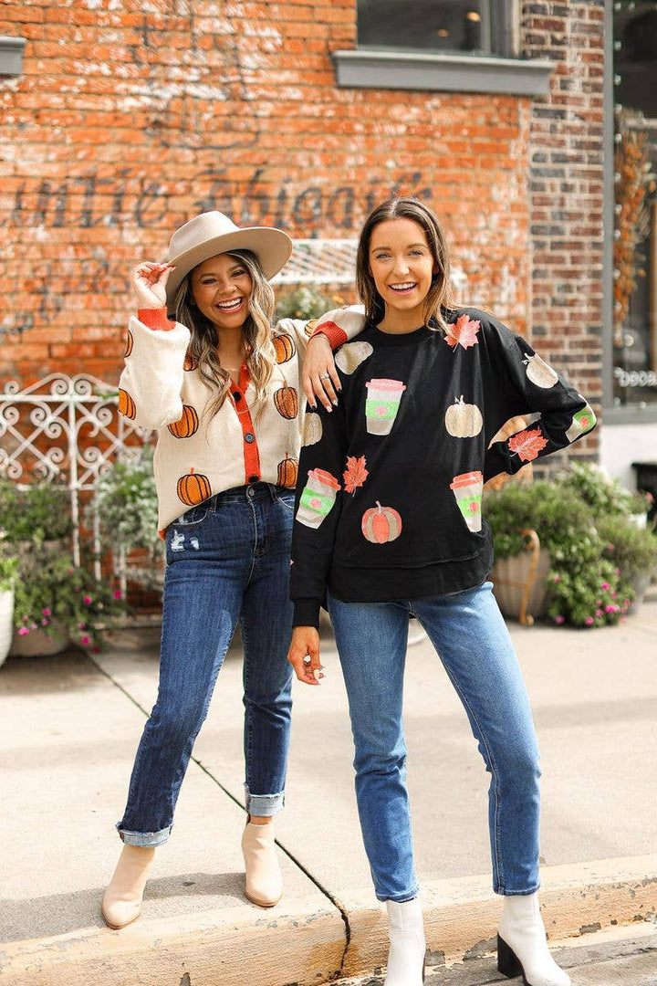 Glitter Pumpkin Cardigan - Curvy