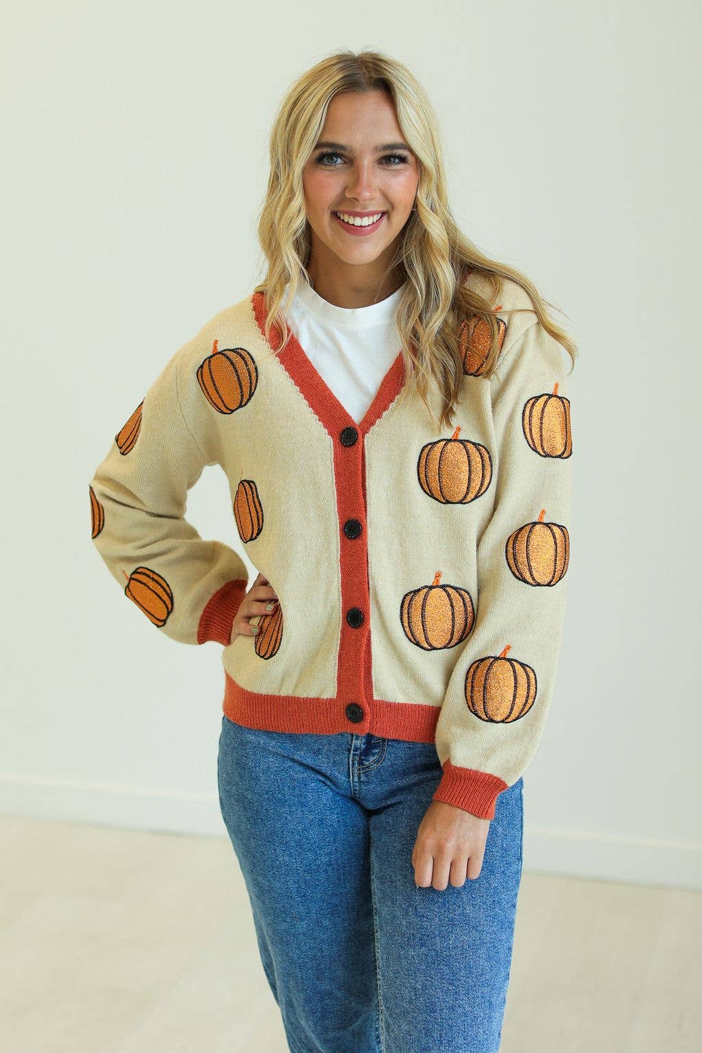 Glitter Pumpkin Cardigan - Curvy