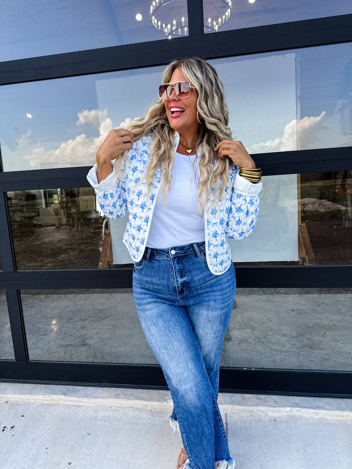 The Blue Bow Beauty Jacket - Curvy