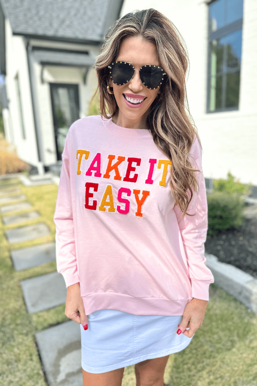 Take It Easy Patch Pullover - Reg & Curvy