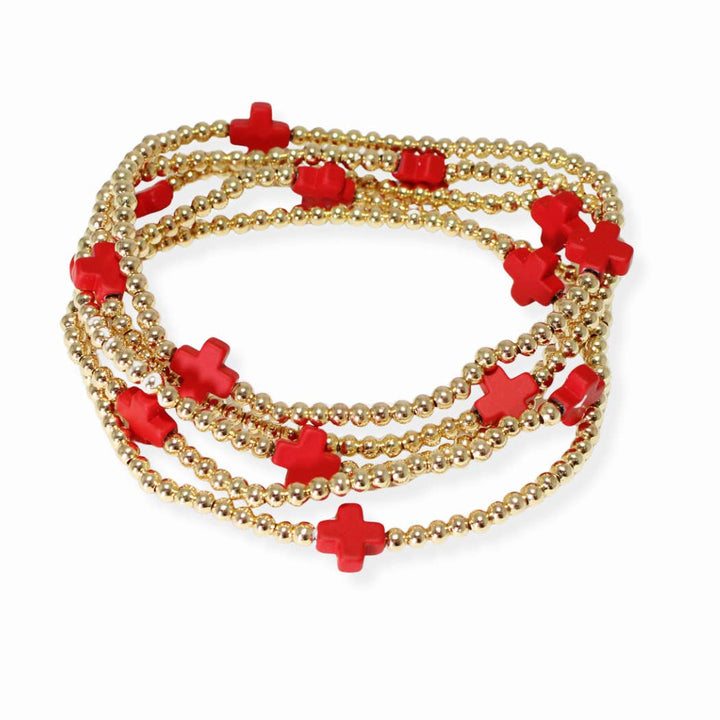 Cross My Heart Beaded Bracelet Set in 3 Colors