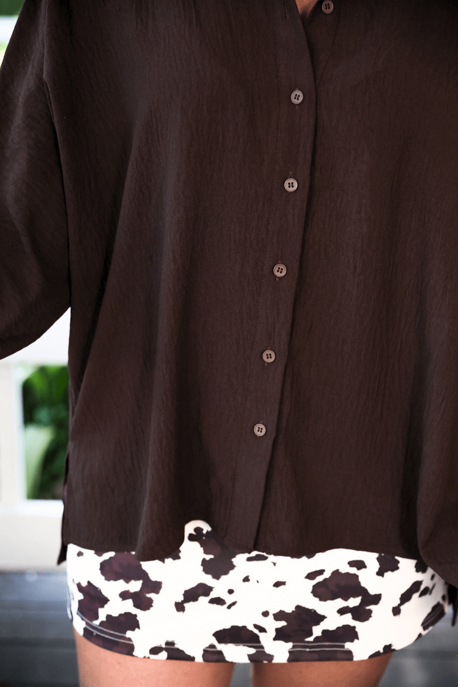 Autumn Ease Button-Up in Cocoa - Reg & Curvy