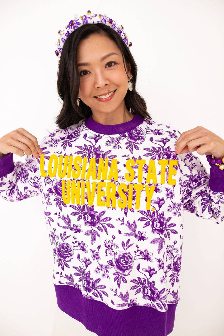 *PREORDER* LSU Floral Toile Sweatshirt - Reg & Curvy