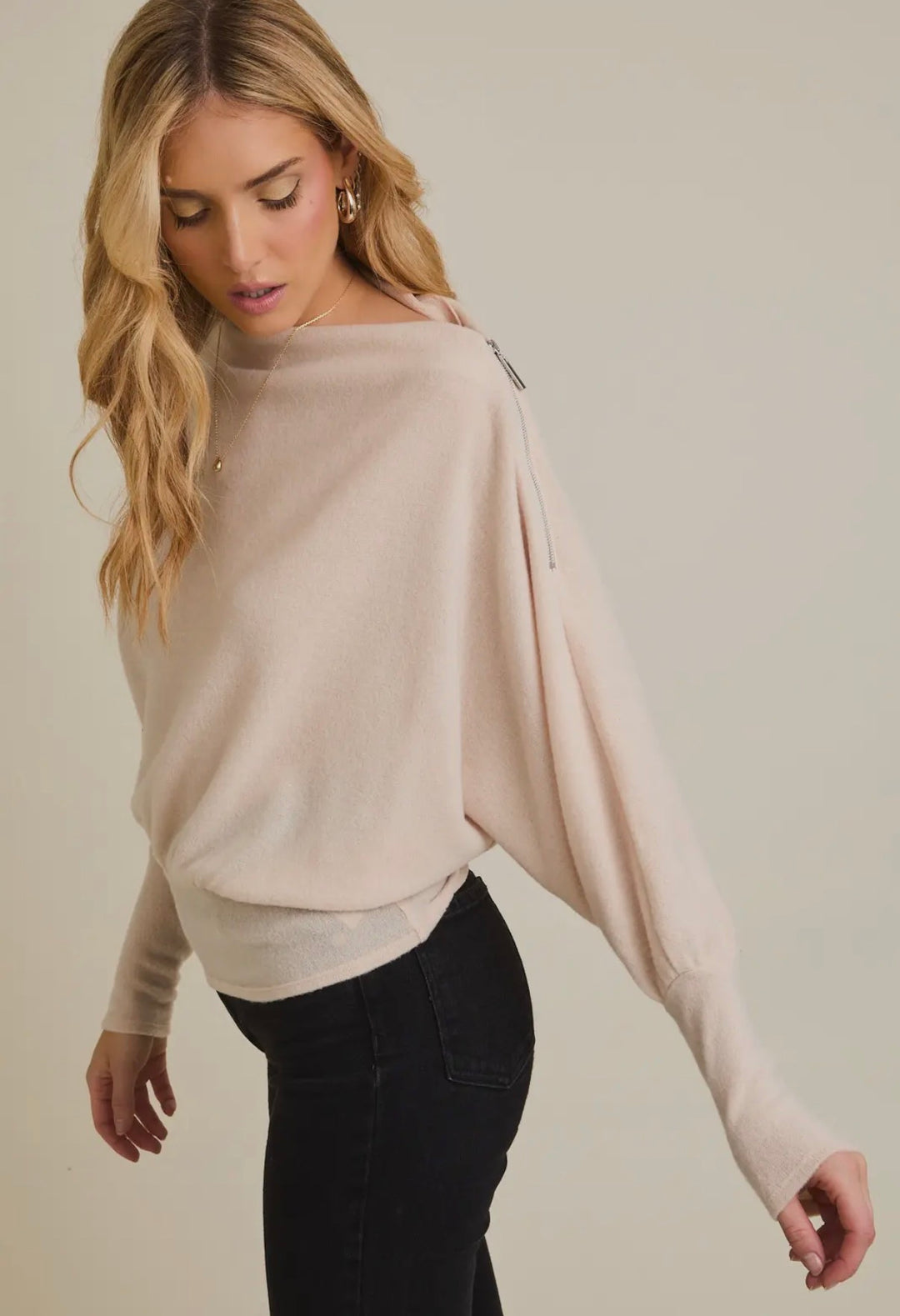 Long Extended Sleeve Drop Shoulder Top