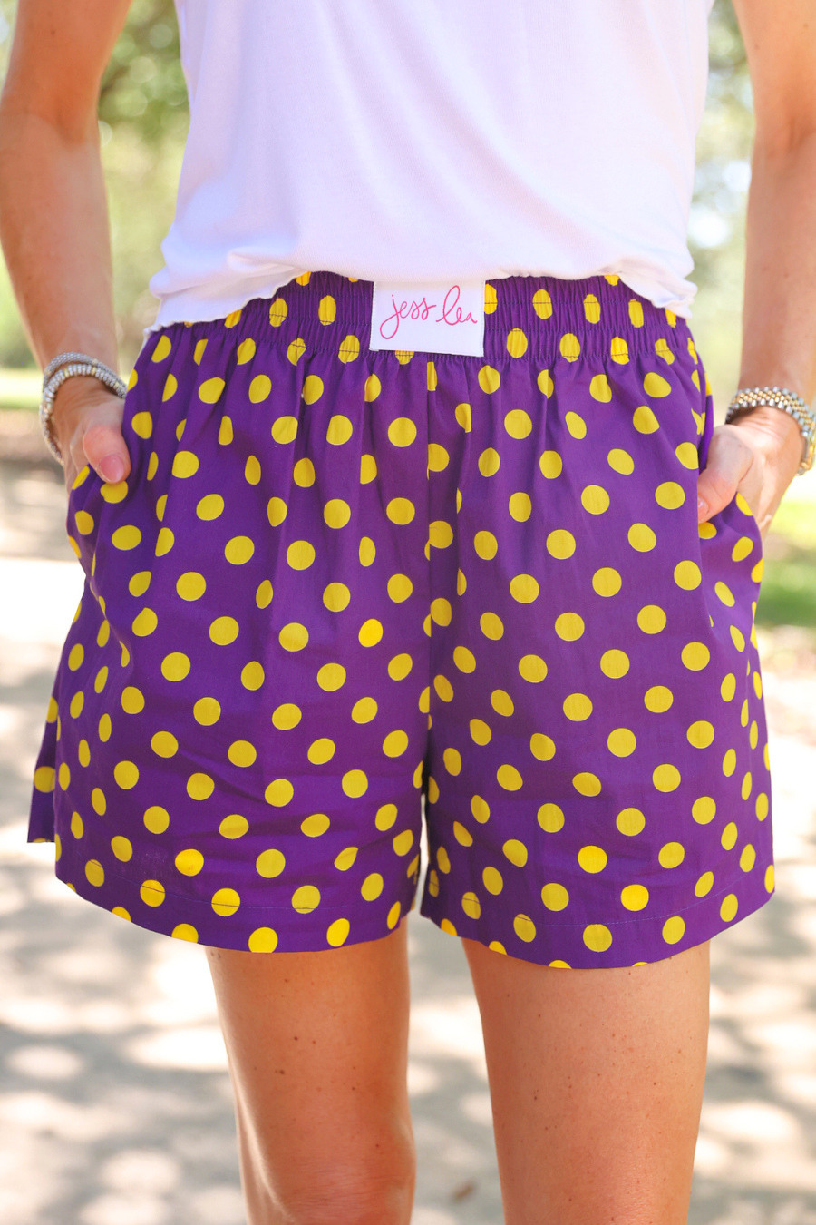 *PREORDER* Saturday Spirit Boxer Shorts in Purple & Gold - Reg & Curvy