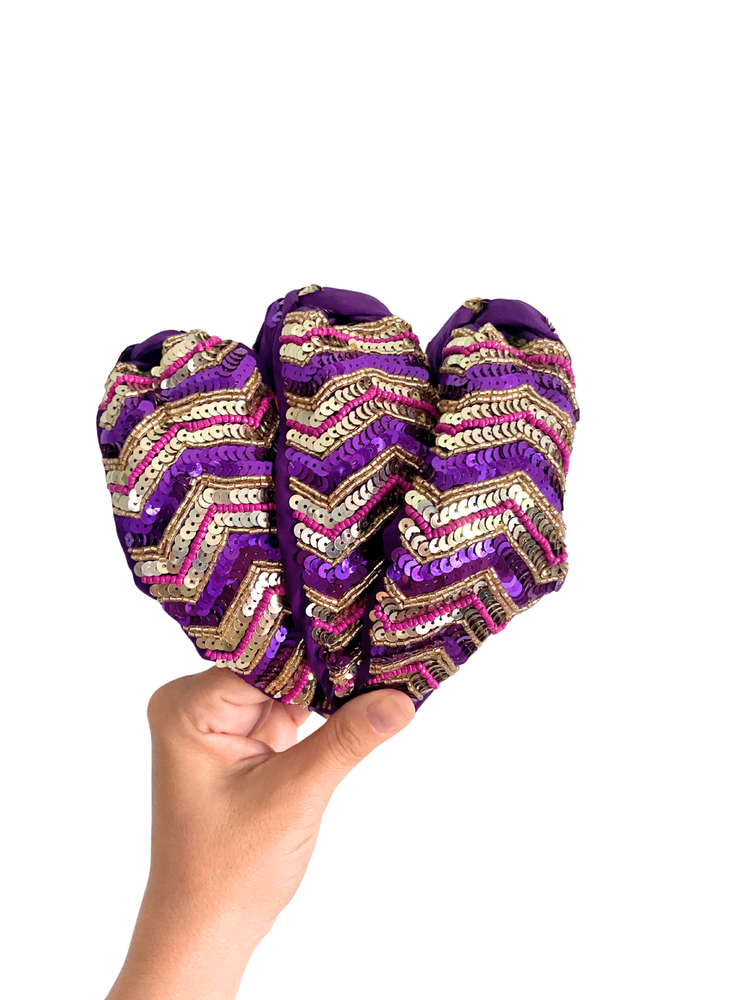 Chevron Glory Headband in Purple &amp; Gold