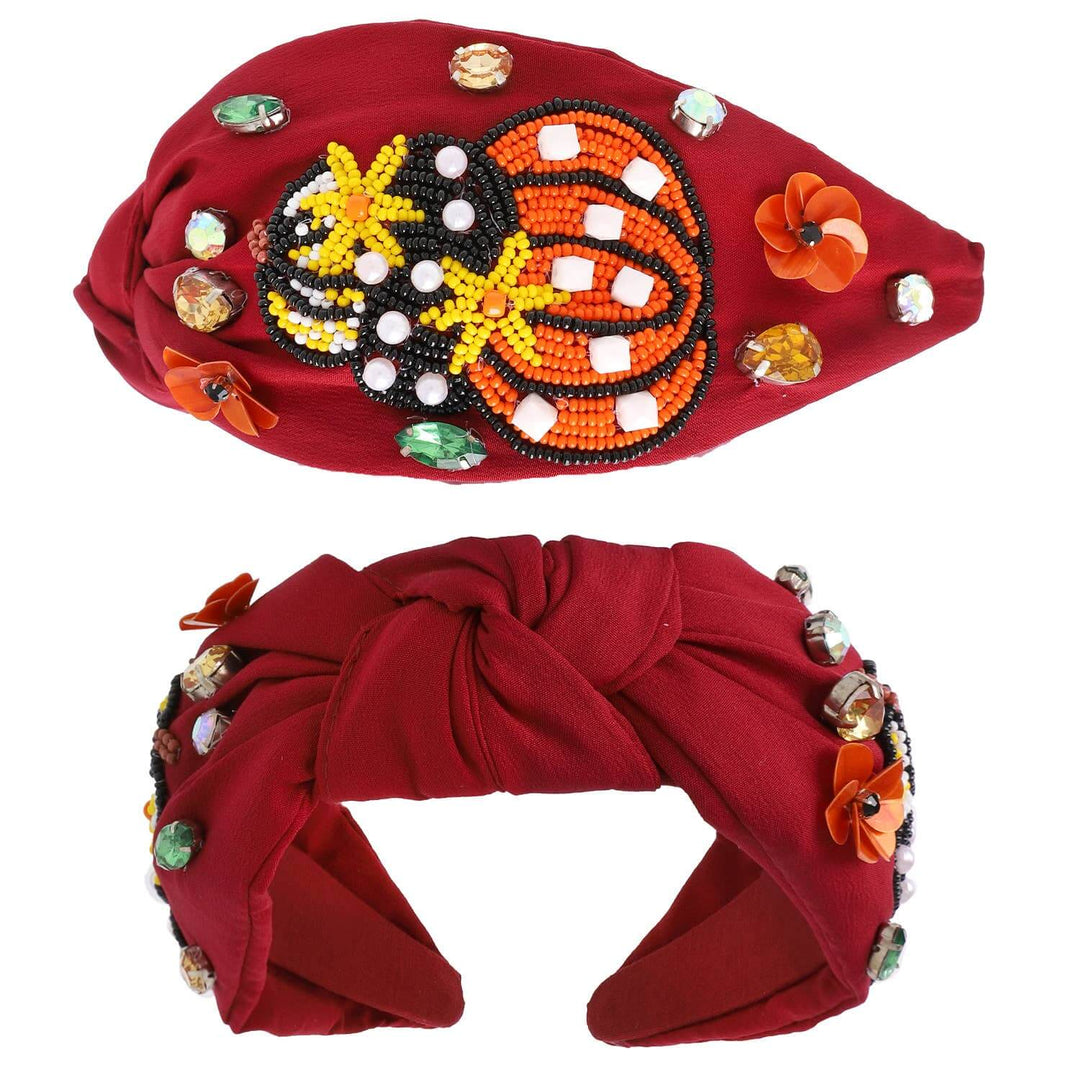 Autumn Harvest Beaded Pumpkin Headband