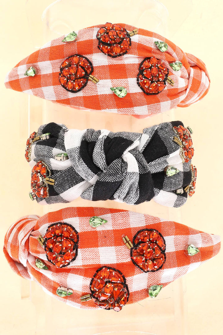 Pumpkin Patch Sparkle Gingham Headband
