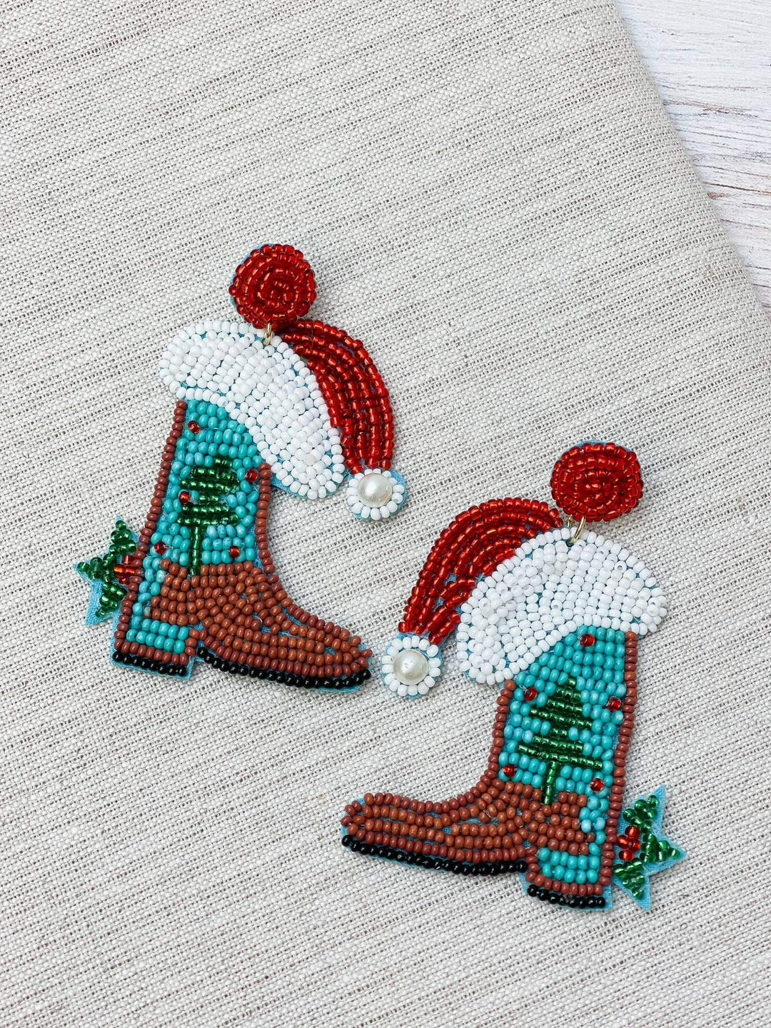 Howdy Holidays Beaded Boot Earrings