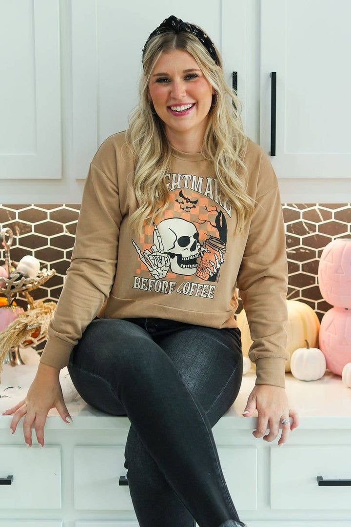 Nightmare Before Coffee Cropped Sweatshirt - Reg & Curvy