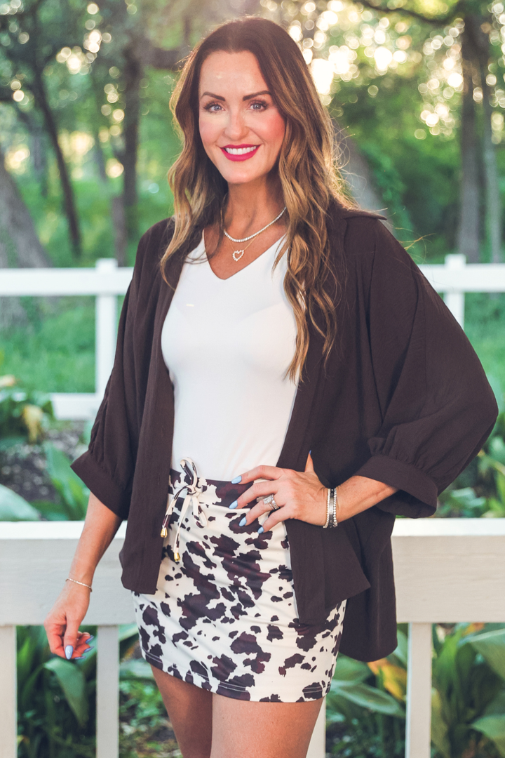 Autumn Ease Button-Up in Cocoa - Reg & Curvy