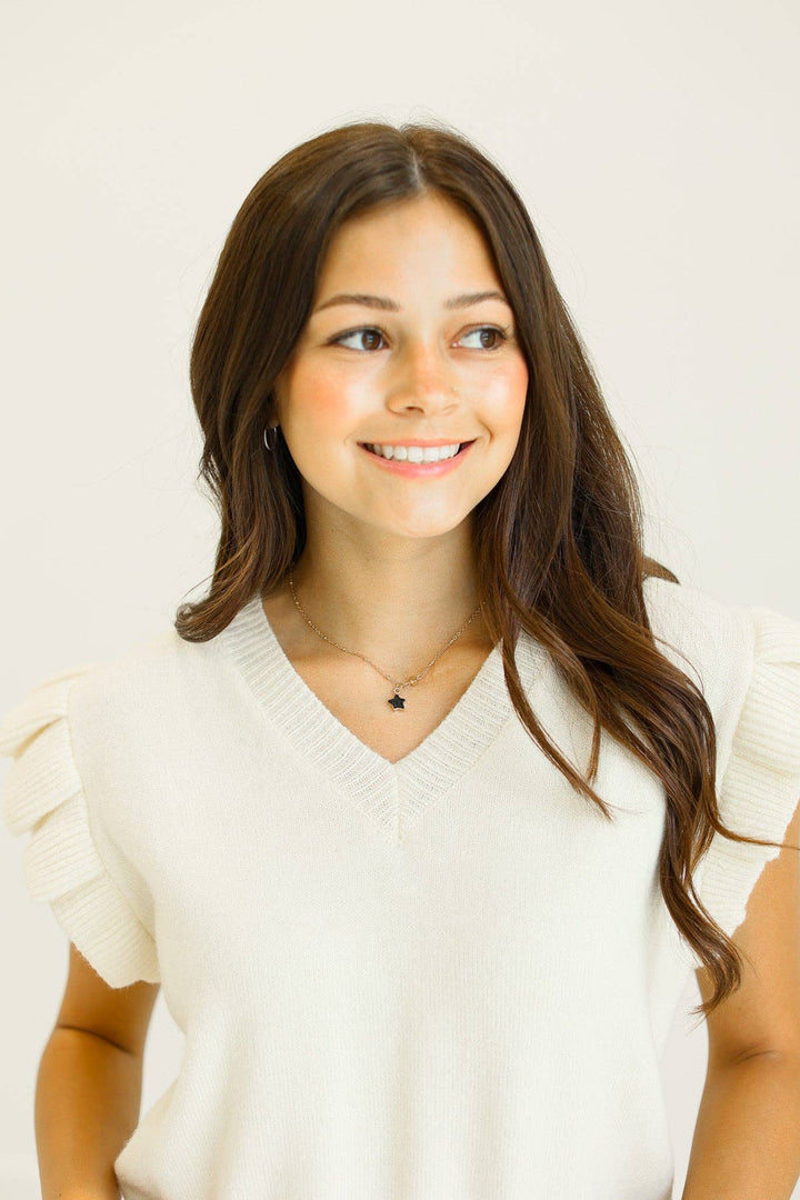 The Ruffle & Ready Sweater Vest - Reg & Curvy