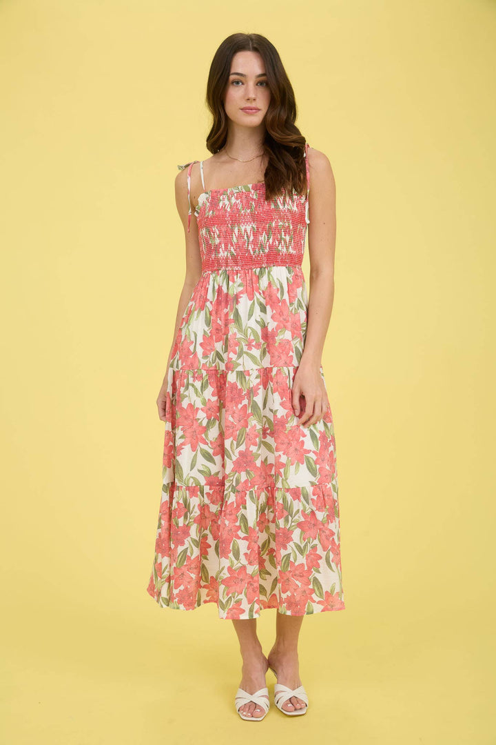 Floral Smocked Midi Dress