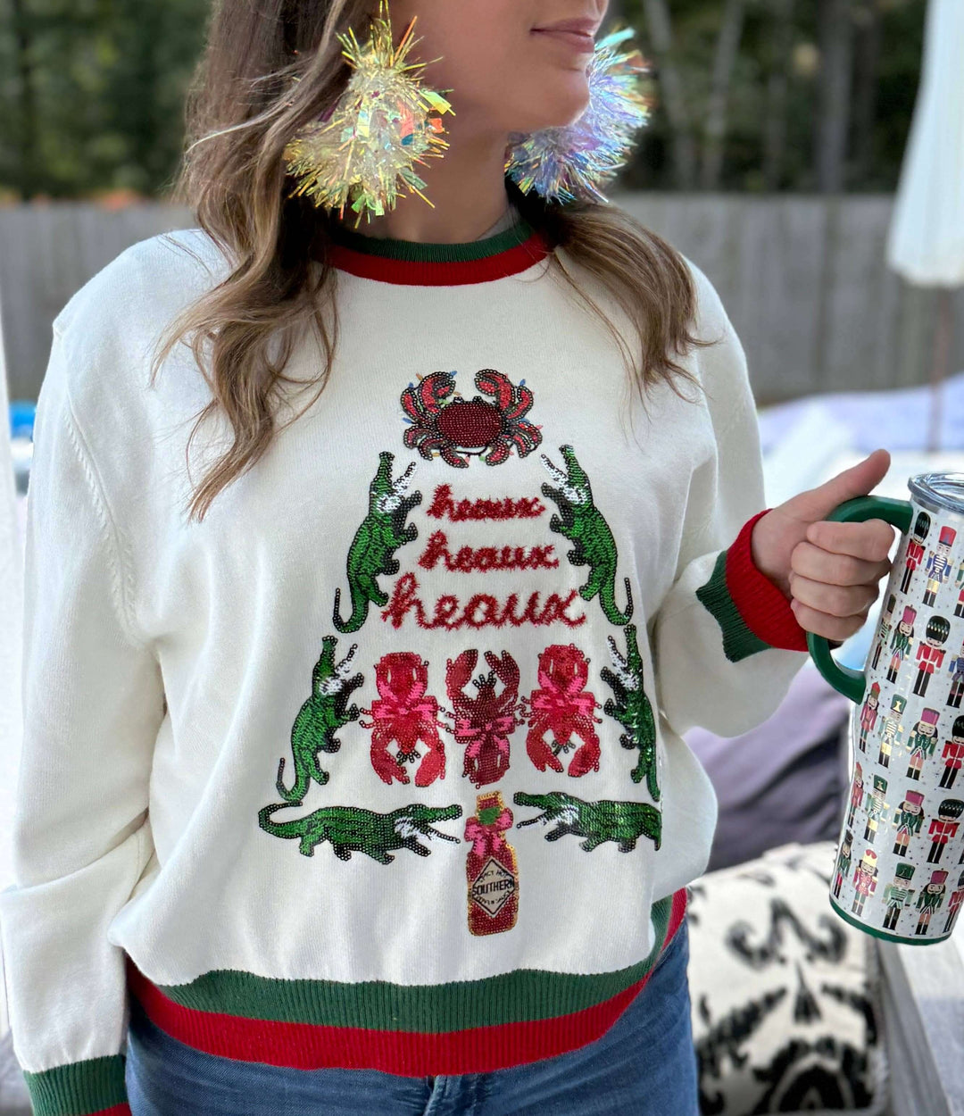 Heaux Heaux Heaux Cajun Christmas Sweater - Reg & Curvy
