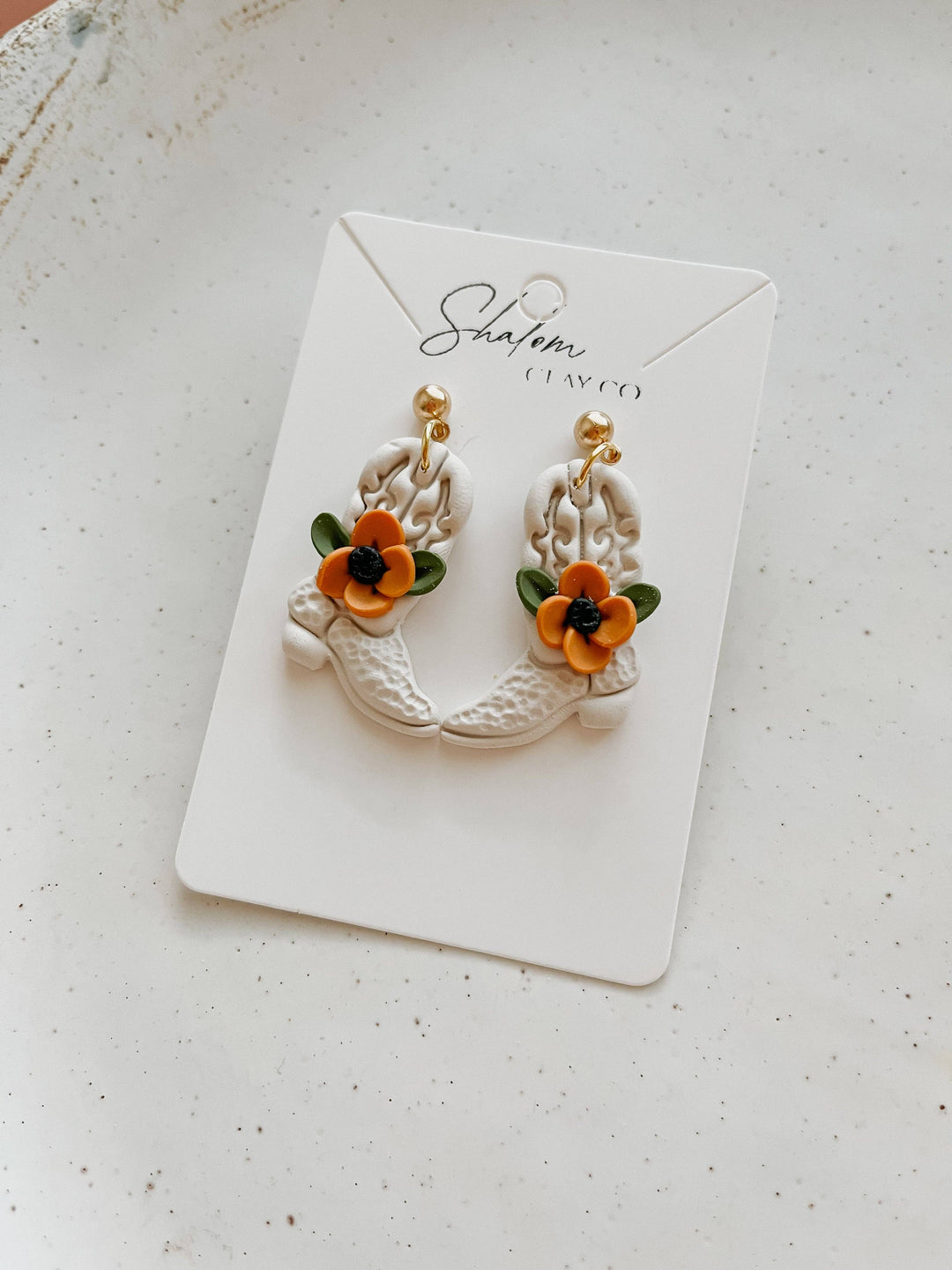 Wildflower Boots Clay Earrings