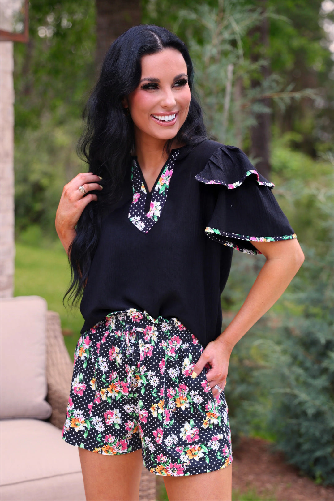 *PREORDER* Midnight Garden Flutter Top - Reg & Curvy