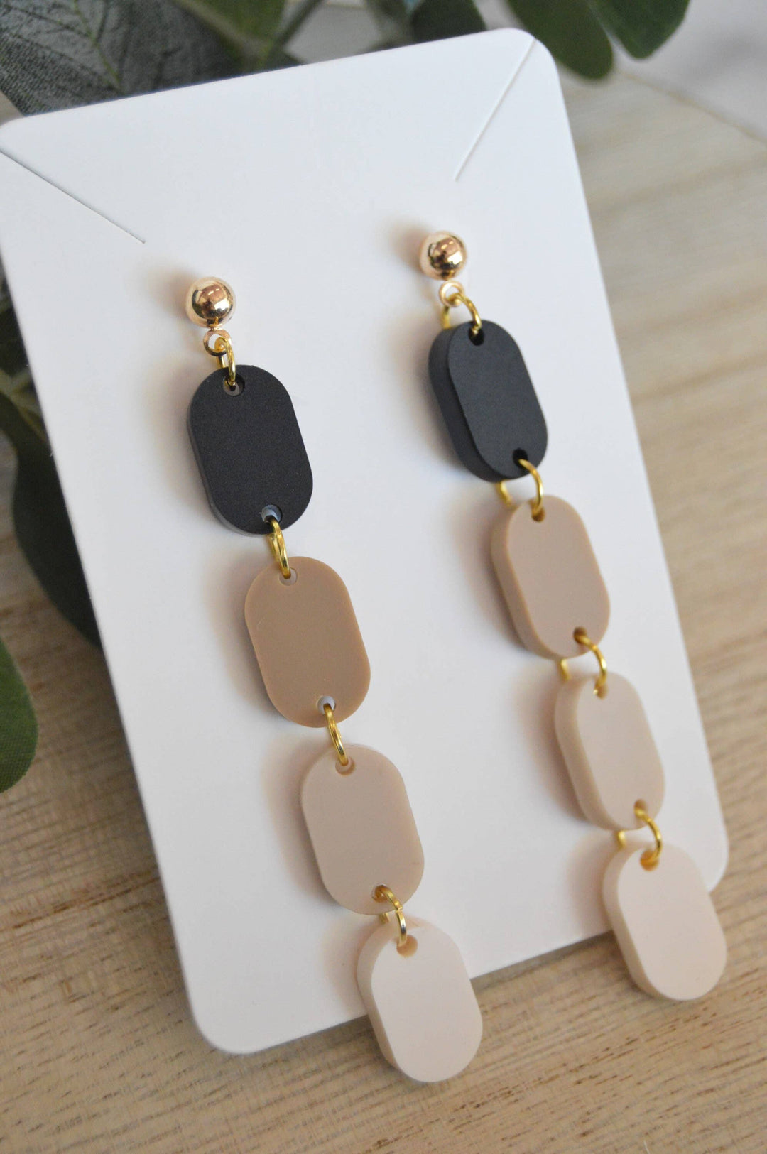 Neutral Ombré Oval Stack Earrings