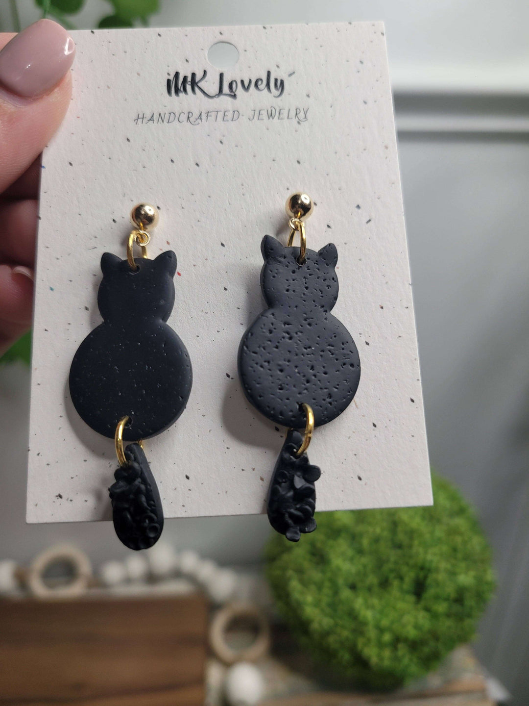 Midnight Bloom Cat Earrings