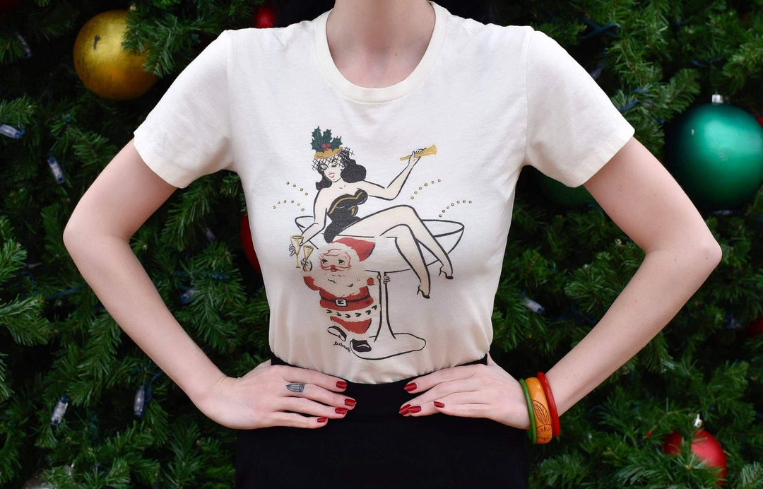 Santa’s Cocktail Hour Retro Tee - Reg & Curvy