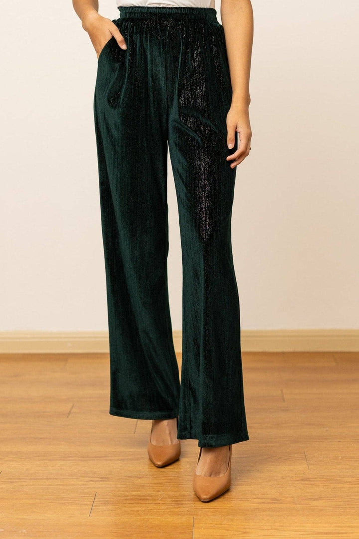 The Evergreen Glam Velvet Pants - Curvy