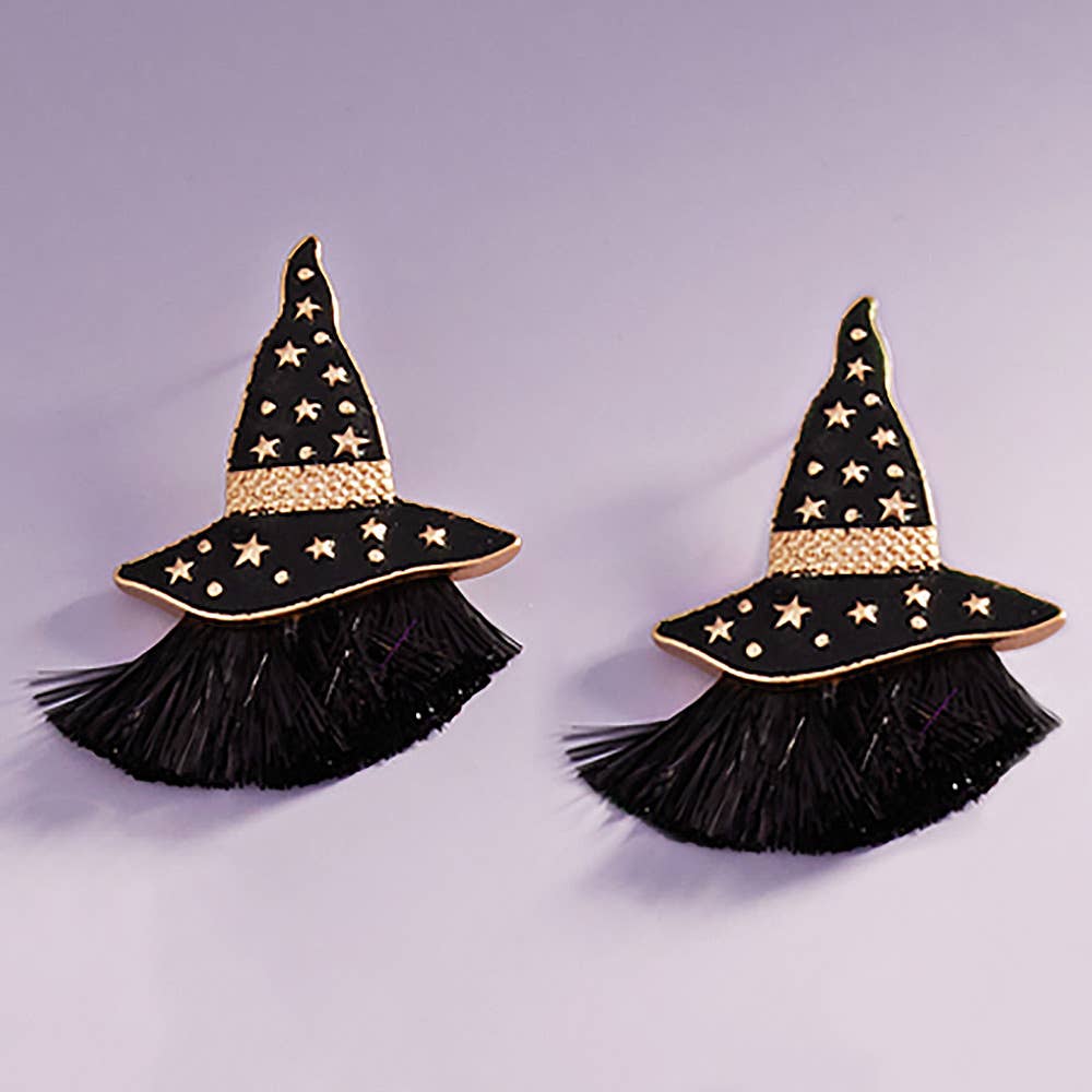Spellbound Fringe Witch Hat Earrings