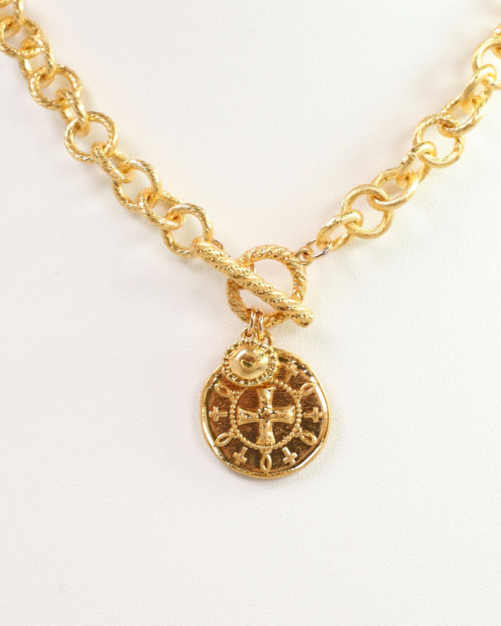 Gilded Relic Necklace in Worn Gold